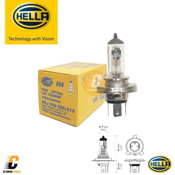 HELLA Bohlam Lampu Halogen Mobil H4 P43T 12V 130/90W