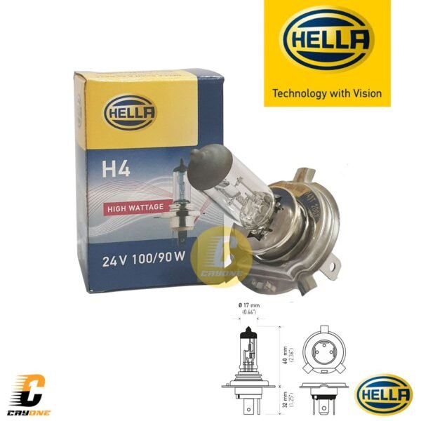 HELLA Bohlam Lampu Halogen Mobil H4 P43T 24V 100/90W