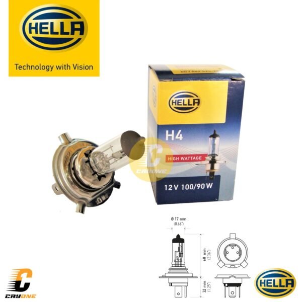 HELLA Bohlam Lampu Halogen Mobil H4 P43T 12V 100/90W