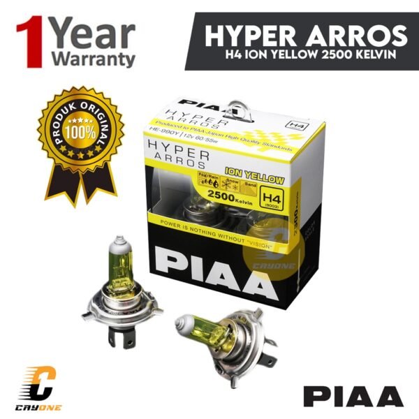 PIAA Hyper Arros Ion Yellow Headlight HE-990Y H4 12V 60/55W 2500K