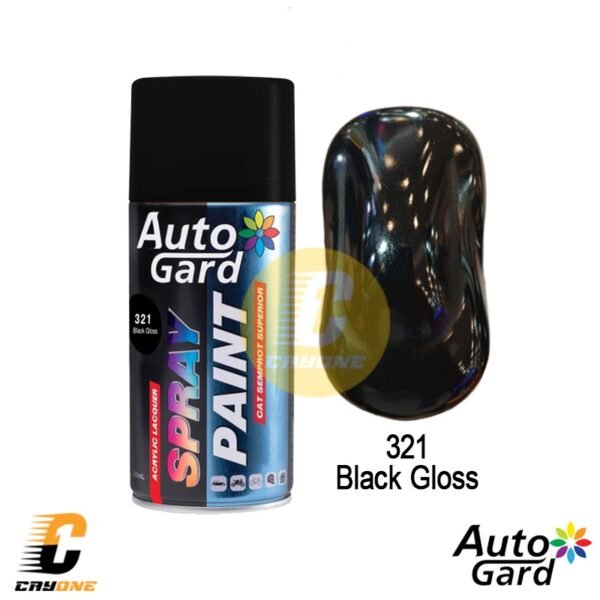 AutoGard Superior Cat Semprot Akrilik 321 Black Gloss 300 mL