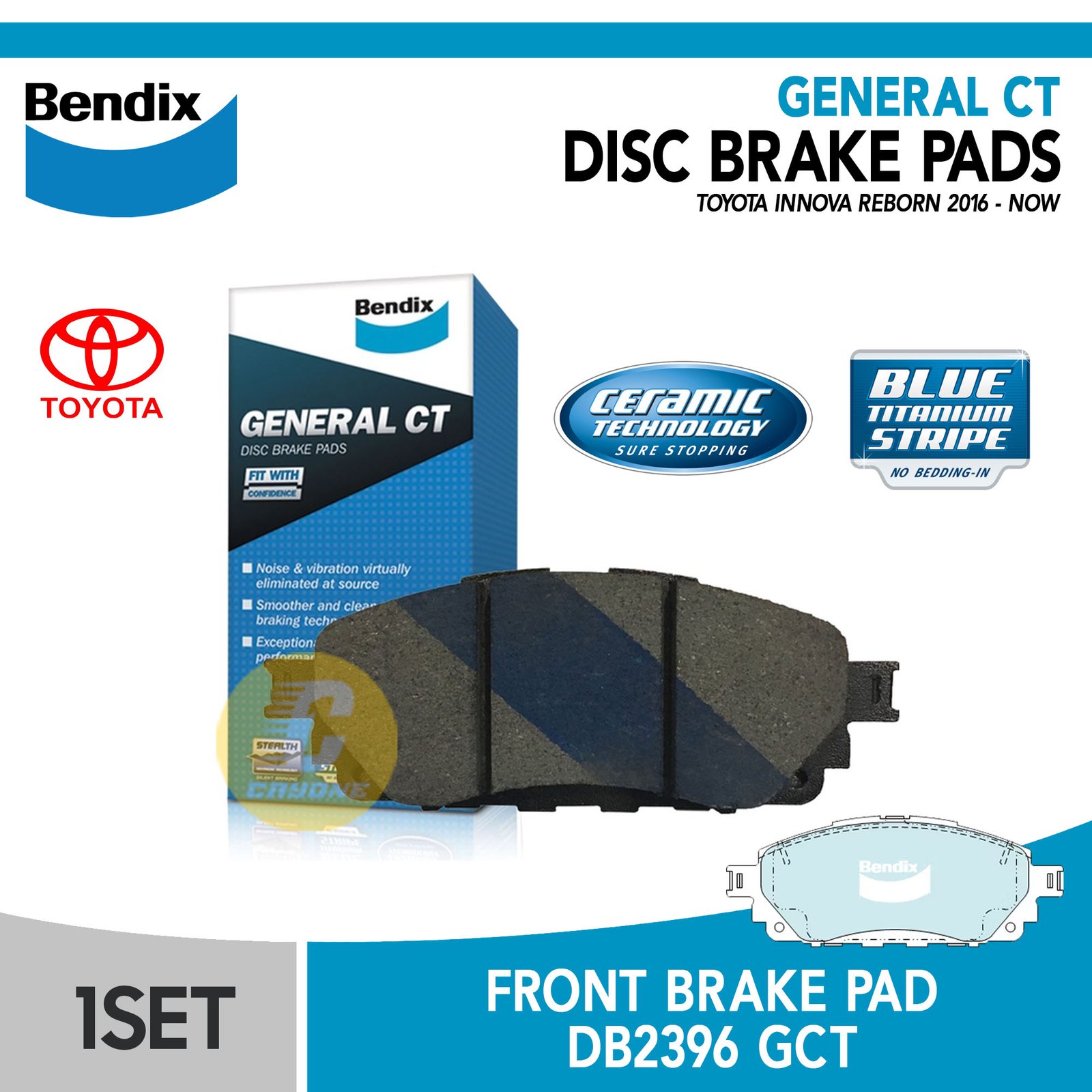 BENDIX Brake Pad Kampas Rem depan TOYOTA INNOVA REBORN GCT DB2396
