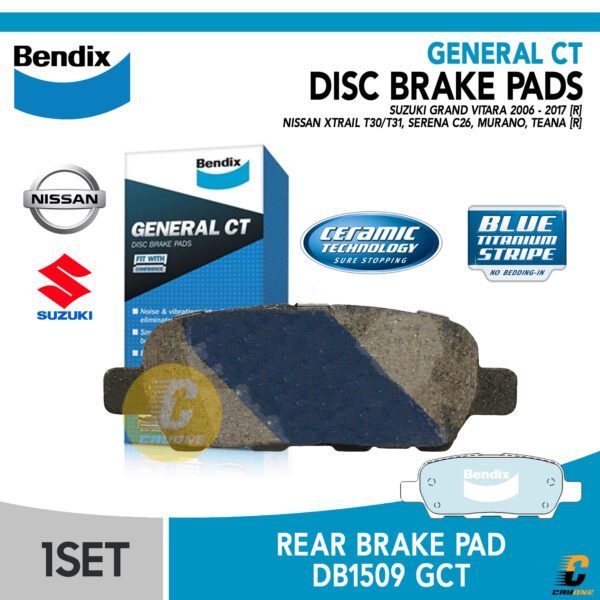 BENDIX Brake Pad Kampas Rem Belakang NISSAN XTRAIL X-TRAIL T30 T31 SERENA C26 GCT DB1509