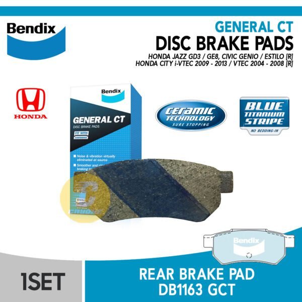 BENDIX Brake Pad Kampas Rem Belakang HONDA CITY JAZZ CIVIC GENIO ESTILO GCT DB1163