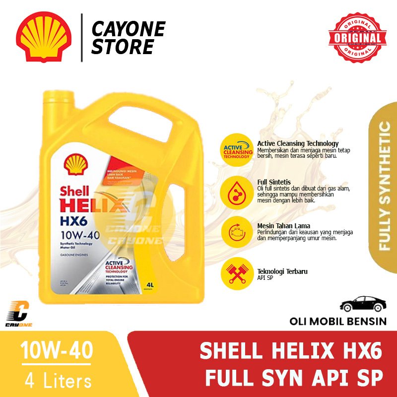 SHELL Oli Mobil Helix HX6 Synthetic 10W-40 API SP 4 L