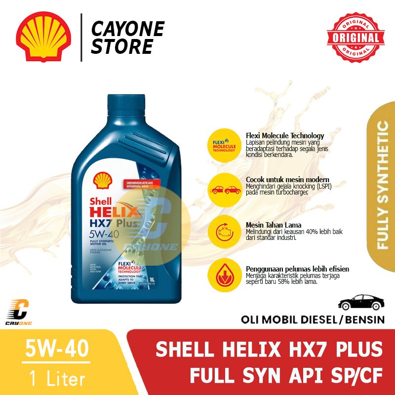 SHELL Oli Mobil Helix HX7 Plus Full Synthetic 5W-40 API SP/CF 1 L