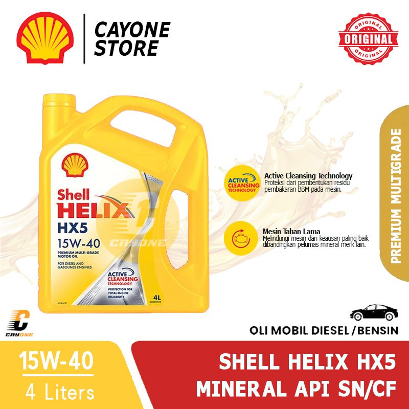 SHELL Oli Mobil Helix HX5 Premium Multigrade 15W-40 API SN/CF 4 L