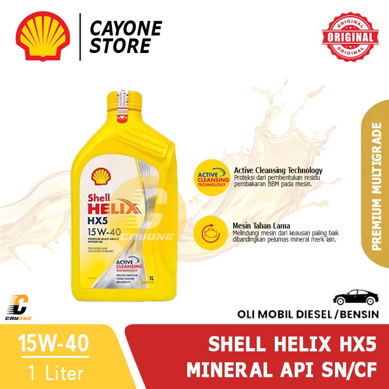 SHELL Oli Mobil Helix HX5 Premium Multigrade 15W-40 API SN/CF 1 L