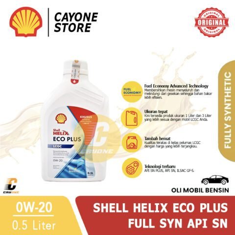 SHELL Oli Mobil Helix Eco Plus Full Synthetic 0W-20 API SN 0.5 L