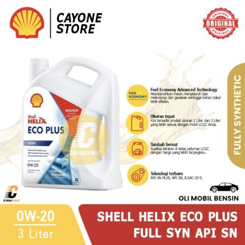 SHELL Oli Mobil Helix Eco Plus Full Synthetic 0W-20 API SN 3 L