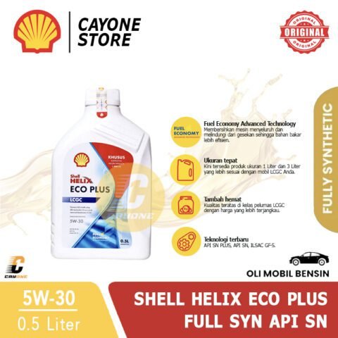 SHELL Oli Mobil Helix Eco Plus Full Synthetic 5W-30 API SN 0.5 L
