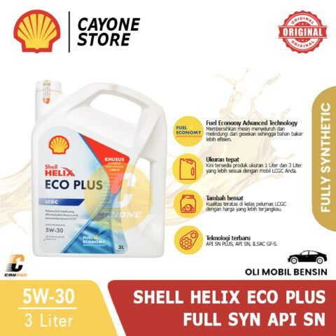 SHELL Oli Mobil Helix Eco Plus Full Synthetic 5W-30 API SN 3 L